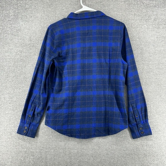 Patagonia Fjord Flannel Shirt Women Size Small Blue Plaid Long Sleeve NEW - Picture 2 of 10